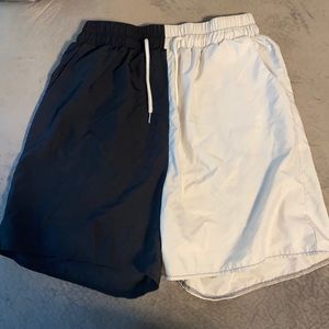 White and Black Colorblock shorts